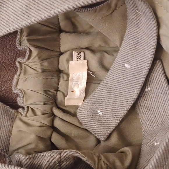 Kids Overall Shorts, Olive Green, Kids Toddler Baby Suspender Shorts - Picture 4 of 5